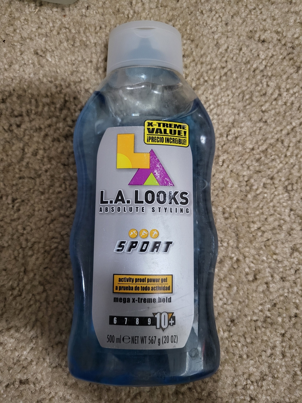 L.A. Looks Sport 10+ Hair Gel 20 oz Original Vintage Silver Label